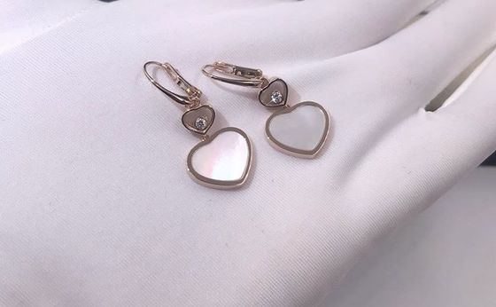 0.1 Carat Diamond 18K Gold Diamond Earrings , Chopard Happy Heart Earrings