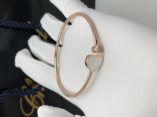 Women'S Natural Diamond Heart Pendant 18 Karat Gold Bangles Jewelry As Gift