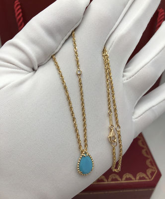 XS Style 18 Karat Gold Necklace , Serpent Pendant Necklace With Turquoise