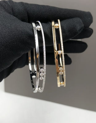 Elegant Moving Diamond 18K Gold Diamond Bracelet  For Engagement