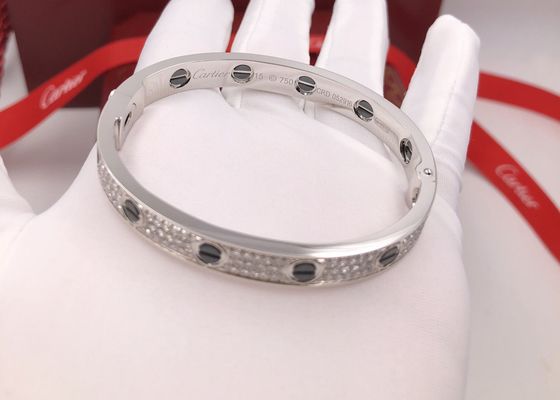 High End Stylish Simple Diamond Bangles , Cartier 18k White Gold Love Bracelet