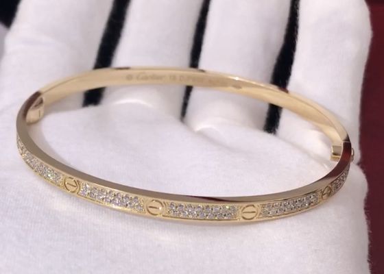 Elegant Small Model Personalized Diamond Jewelry Cartier Yellow Gold Bracelet