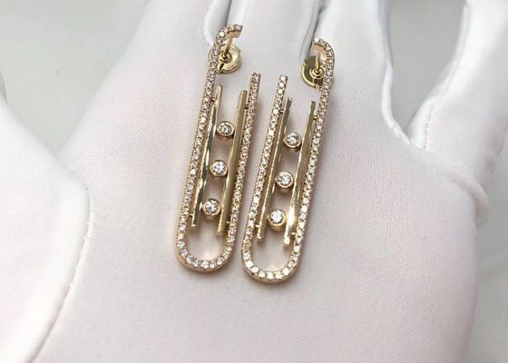 White 18k Rose Gold Diamond Earrings Full Diamond Elegant Stylish