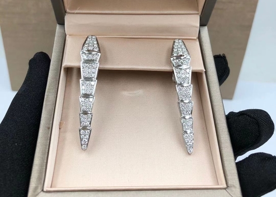 Luxury 18 Carat White Gold Diamond Earrings VVS Diamonds Bvlgari Serpenti Viper Earrings