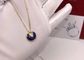 Simple Dark Blue Lapis Lazuli Necklace , 18K Real Gold Chains With Diamond