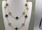 Rose Gold 18K Gold Diamond Necklace , Vintage Alhambra Necklace 20 Motifs