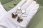 Young Ladies Gifts 2 Motifs 18k Gold Drop Earrings With Butterfly Pendant