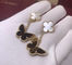 Young Ladies Gifts 2 Motifs 18k Gold Drop Earrings With Butterfly Pendant