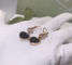 Personalized Brilliant Cut Heart Shaped 18K Gold Diamond Earrings Black