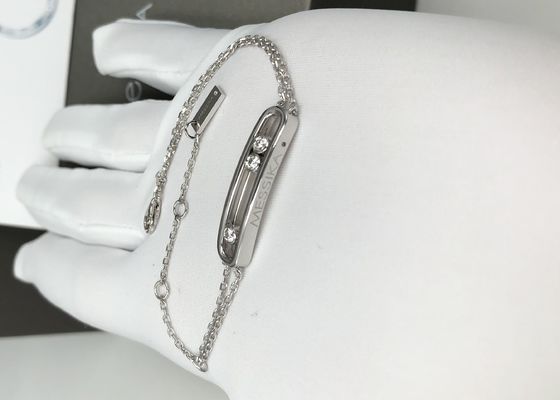 No Gemstone Messika Dual Chain 18k White Gold Diamond Bracelet Large Size