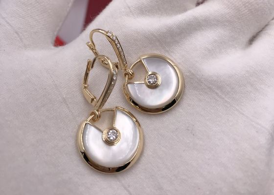 Classic White Mother Of Pearl Elegant Amulette De Cartier Earrings